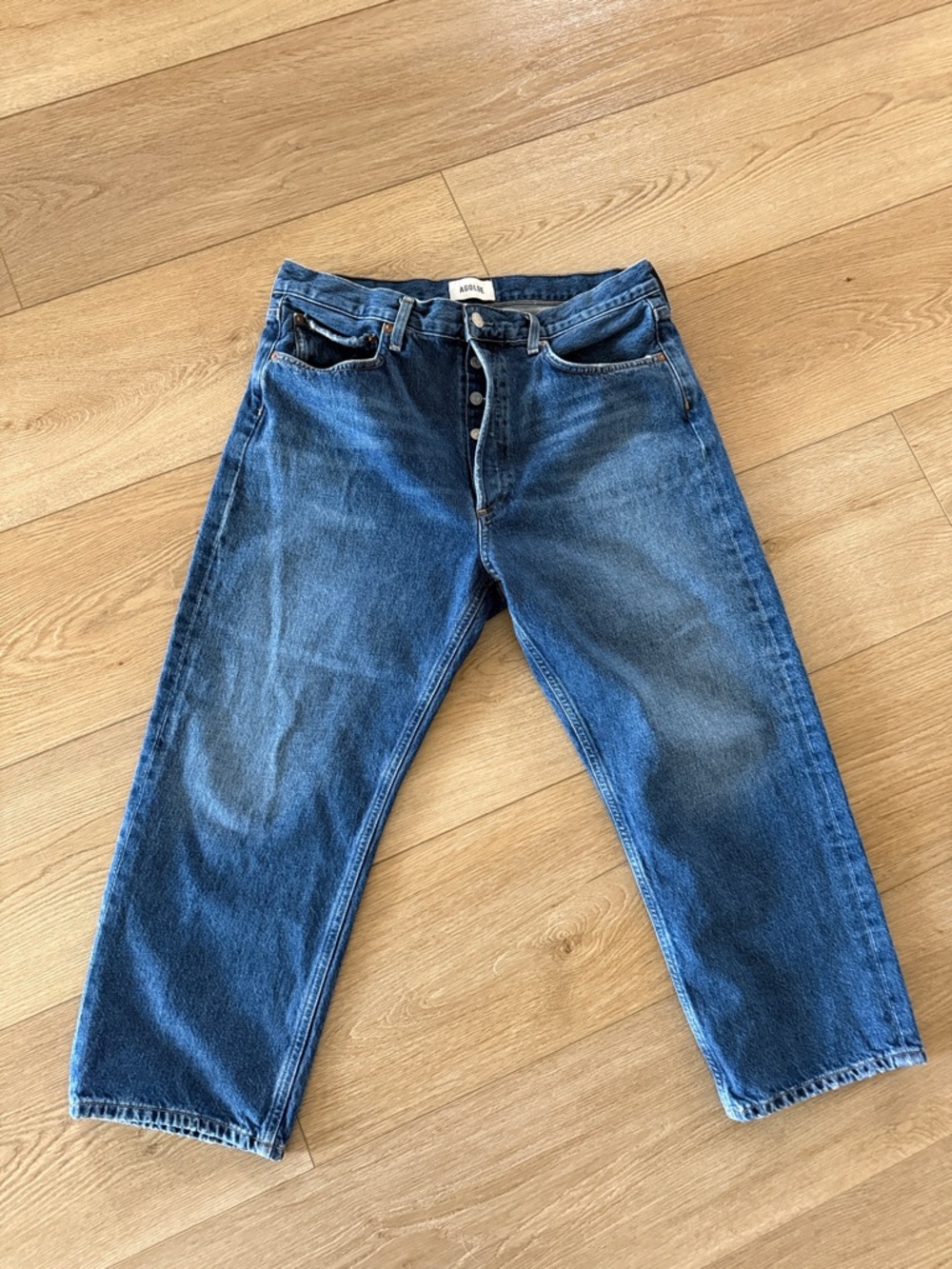 Agolde 90’s Crop Petite Relaxed Straight Blue Denim Jeans